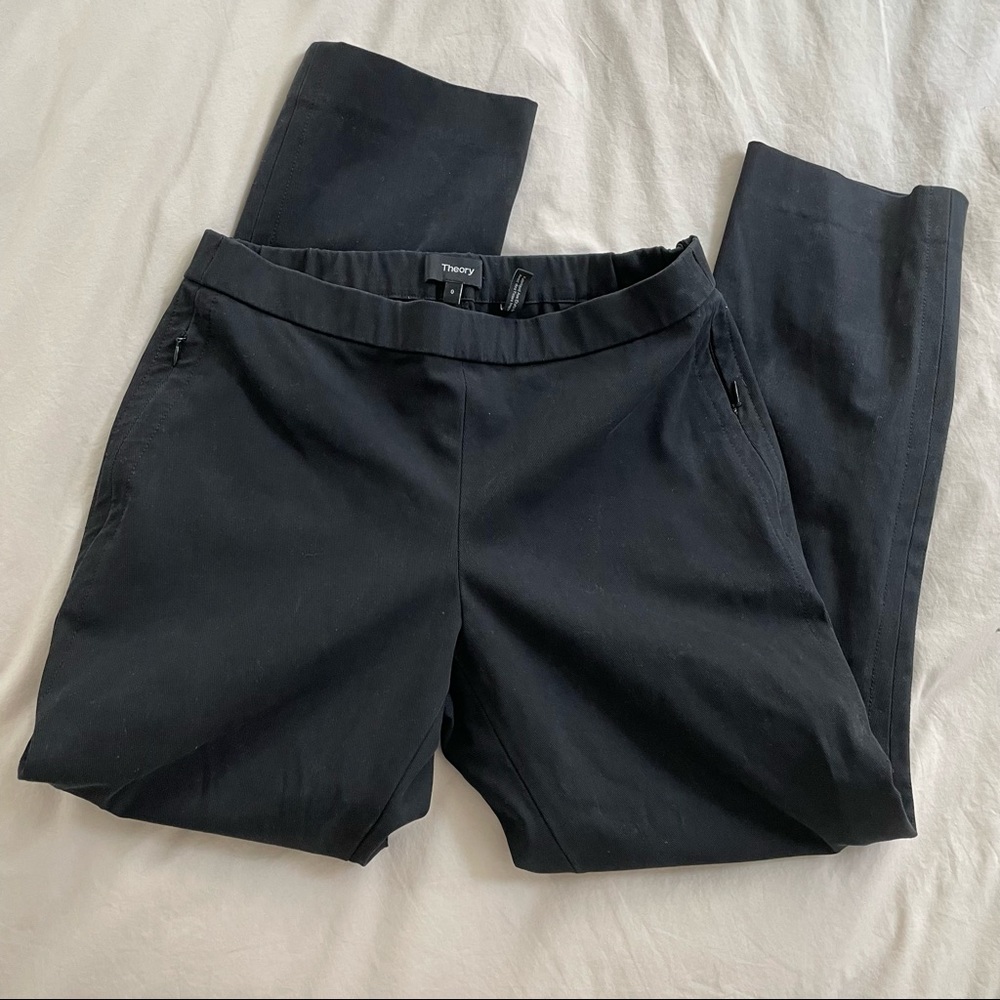 Theory Mid Rise Slim Leg Elastic Band Trouser